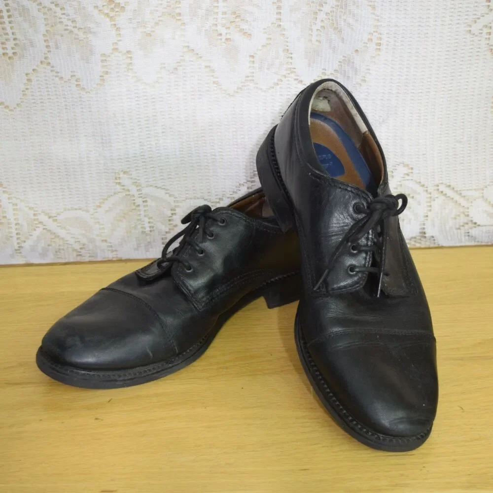 Dockers Mens Size 12 M 090-2214 Captoe Oxford Black Leather Lace Up Dress Shoes